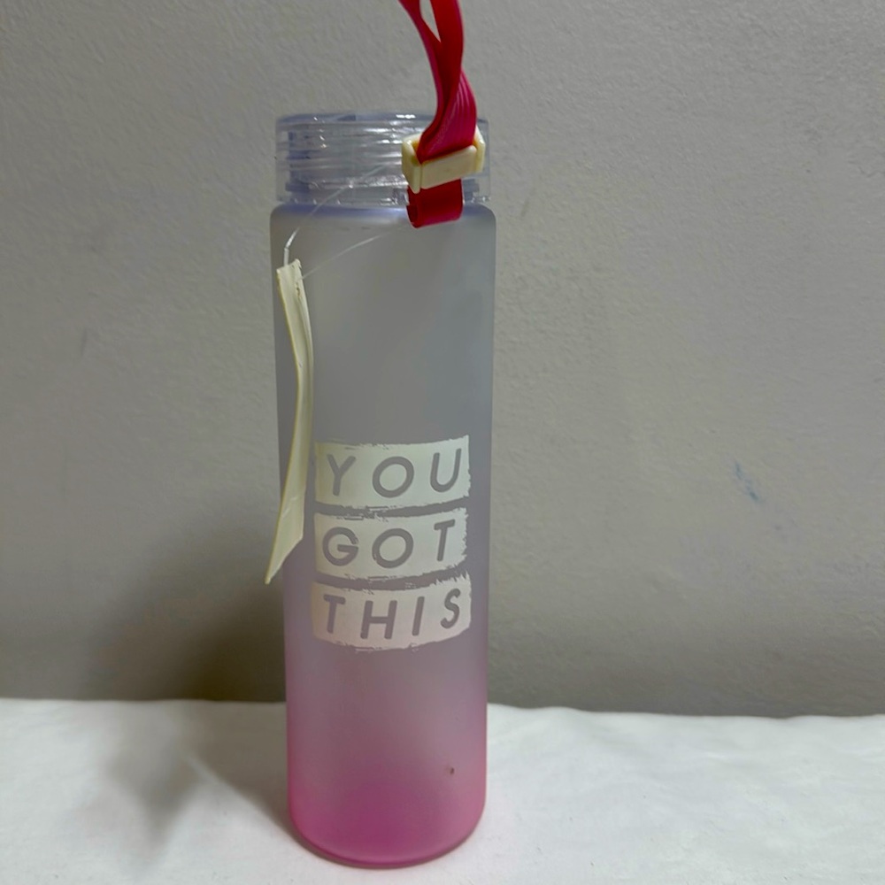 Pink frosted water bottle no size